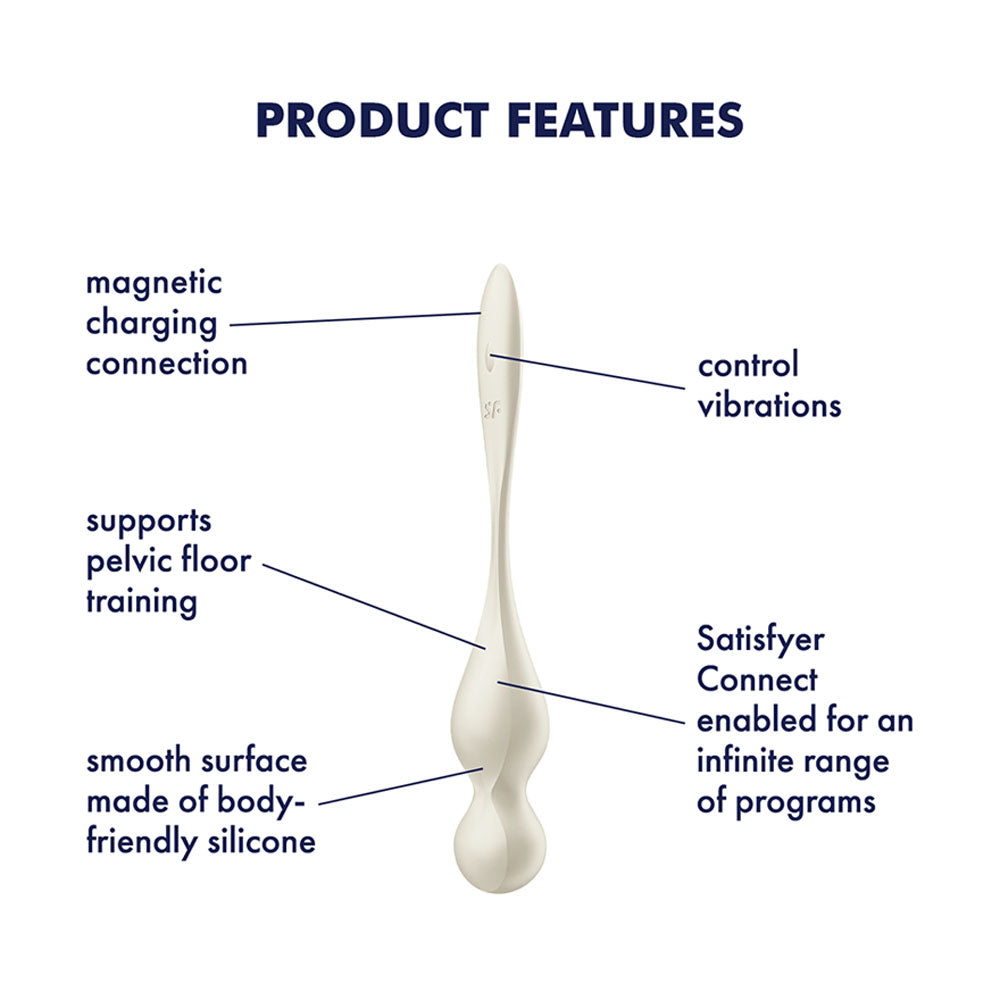 Satisfyer Love Birds 1 - White - White USB Rechargeable Pelvic Floor Trainer with App Control