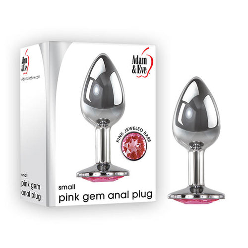 Adam & Eve Pink Gem Anal Plug - Small - Silver Small 7.1 cm Metal Butt Plug with Pink Gem
