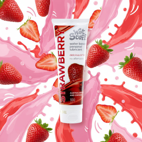 Wet Stuff Strawberry - 100g Tube - Strawberry Flavoured Water Based Lubricant - 100 gram Tube