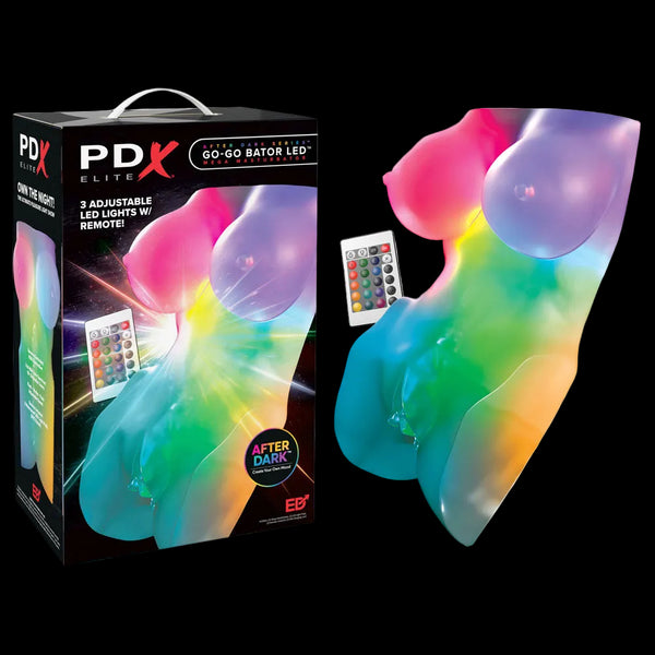 PDX Elite Go-Go Bator LED Mega Masturbator - Clear with LED Mini Torso Masturbator