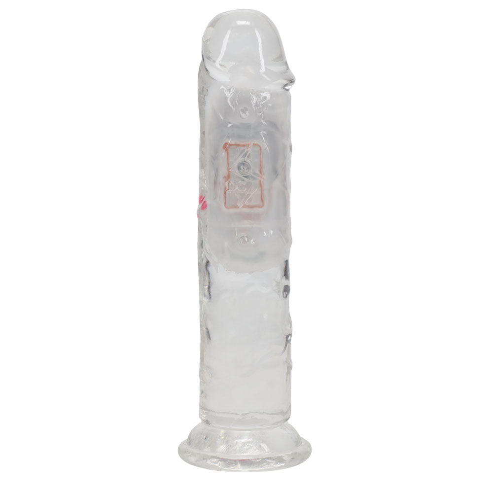 REALROCK 6'' No Balls Wireless Rechargeable LED Vibrating Dong - Clear with LED 16.5 cm USB Rechargeable Vibrating Dong with Remote