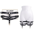 S&M Shadow Garters - Black Leg Garters