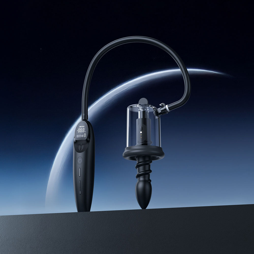 LuvPump RosCup Pro Smart Rosebud Pump - Black USB Rechargeable Anal Pump with Vibrating Probe