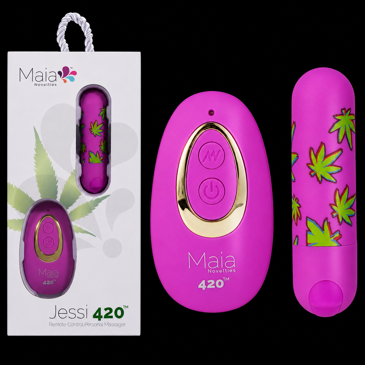 Maia JESSI 420 Remote - Purple 7.6 cm USB Rechargeable Bullet with Wireless Remote